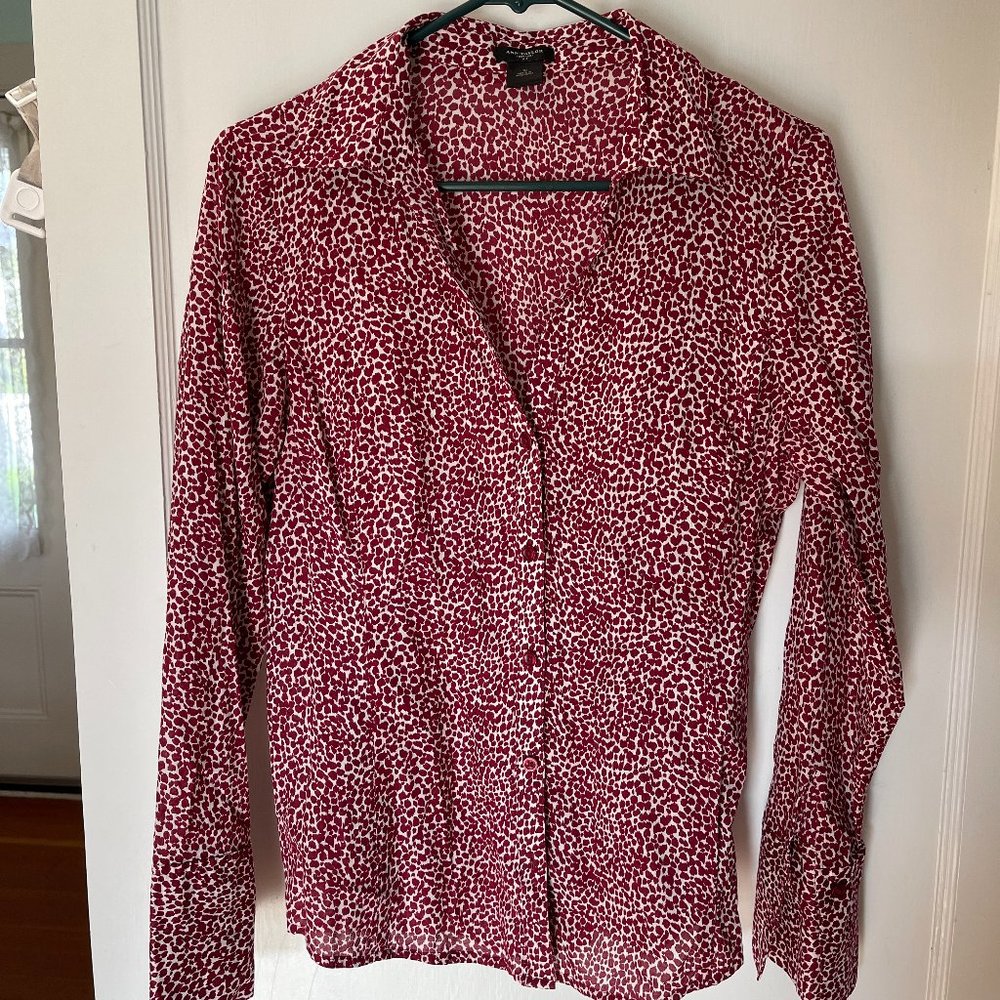 Ann Taylor Button Down Print Blouse
